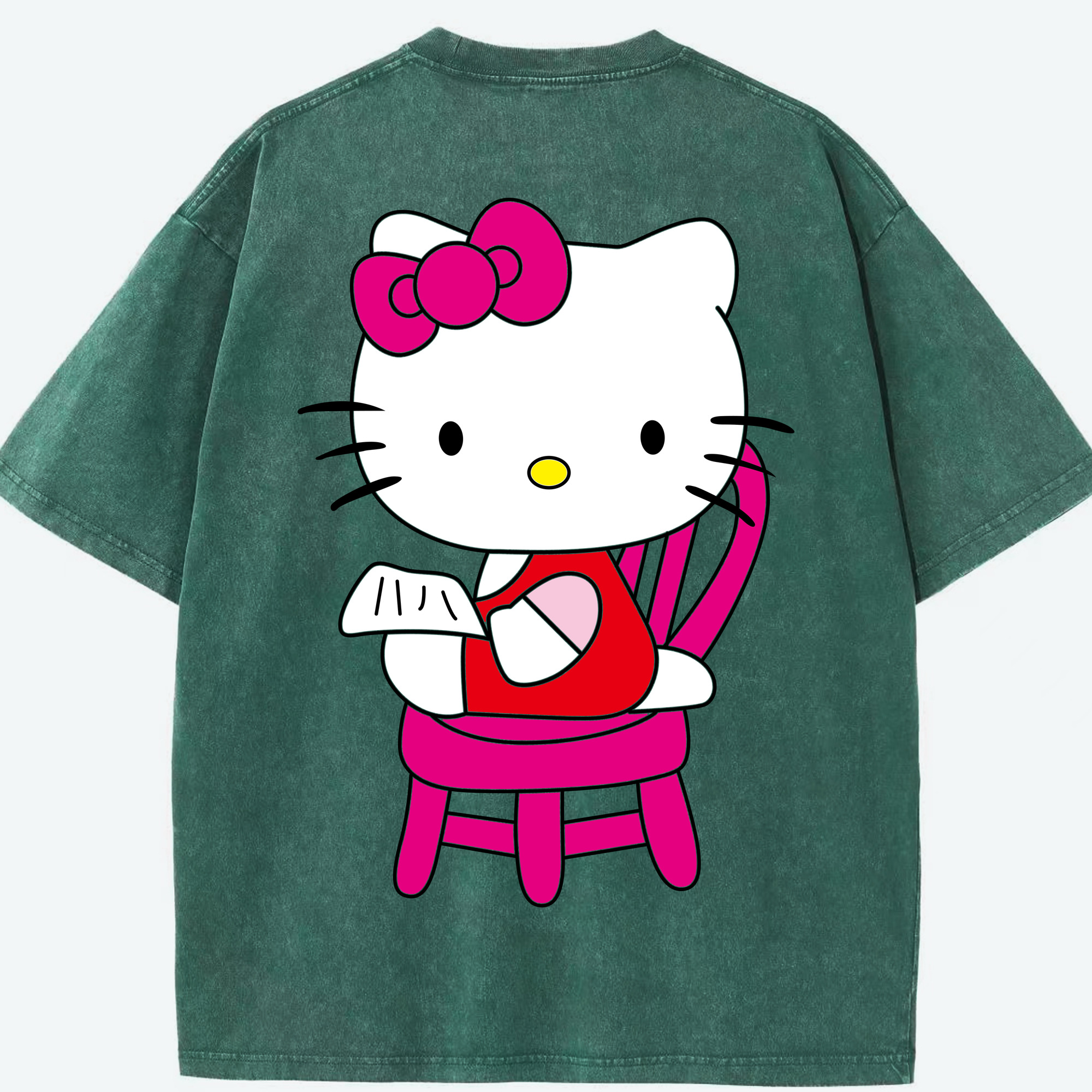 （画像用） Hello Kitty ハローキティ 綿100% ヴィンテージ風 半袖Tシャツ（背面プリント）